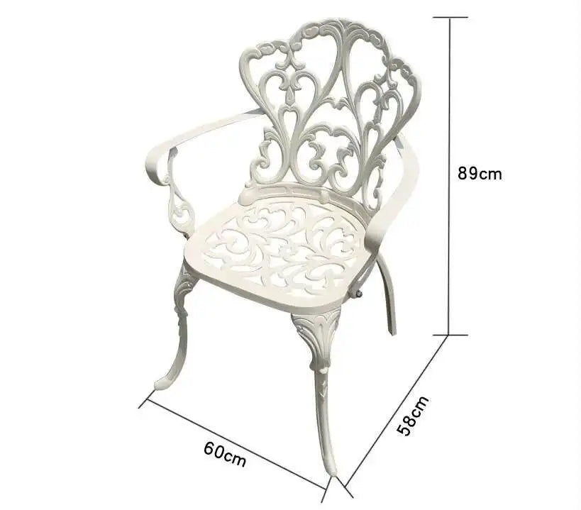 Outdoor Metal Patio Chair with Armrests, Modern Garden Chair for Courtyards, Terraces and Decks