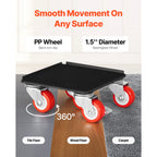 Furniture Dolly Set of 4 with 5 Swivel Wheels, Brakes and Lifting Pry Bar, 3474 lb Total Load Capacity