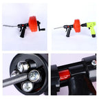 10m Drain Snake Auger, Hand Crank or Drill Powered, Flexible Steel Cable for Sinks, Showers and Toilets