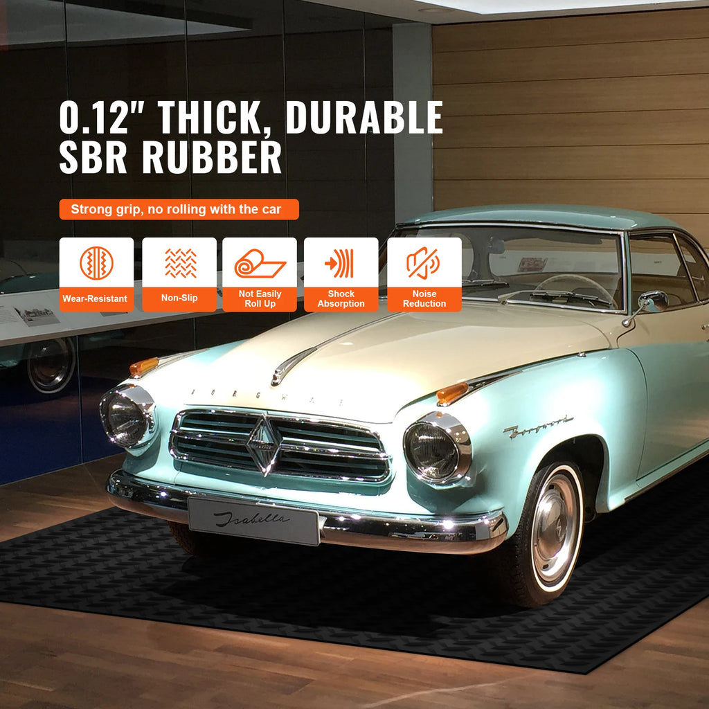 Diamond Plate Rubber Garage Floor Mat Roll 4 x 15 ft, 3mm SBR Rubber Flooring for Garage, Workshop and Gym