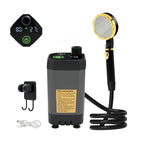 Rechargeable Portable Camping Shower Pump 6000mAh with Digital Display, Shower Head and 2m Hose, Grey