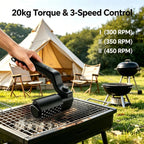 Cordless Electric Grill Brush with 2 Replaceable Heads, Rechargeable BBQ Grate Cleaner for Gas and Charcoal