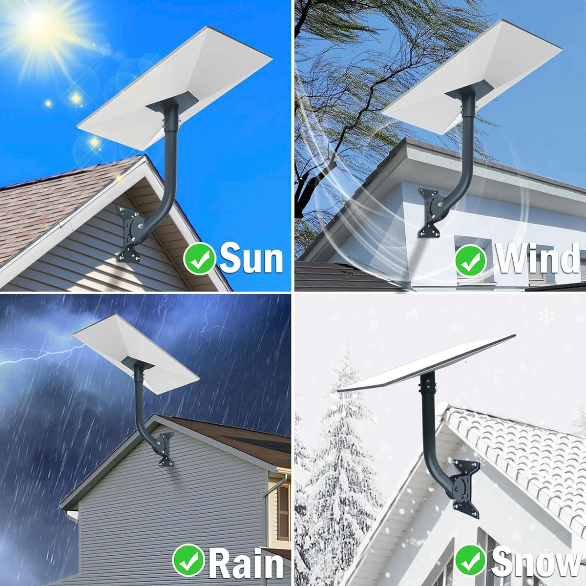 Satellite Dish Wall and Roof Mount for Gen 3 Standard Dish, 360° Adjustable Curved Pole Bracket Kit