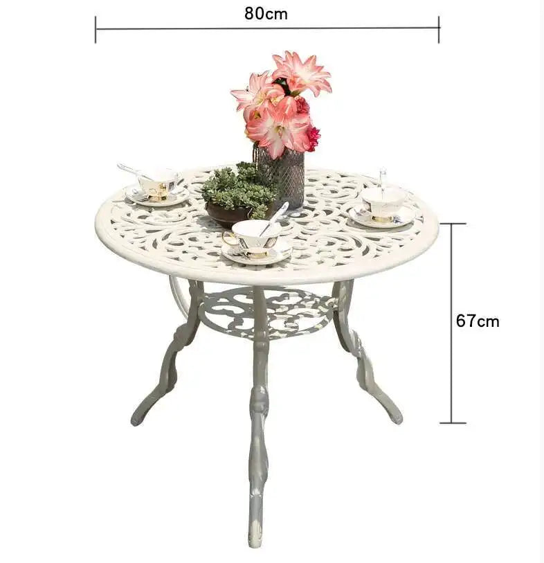 5-Piece Outdoor Metal Dining Set, Round Patio Table with 4 Armchairs for Garden and Terrace