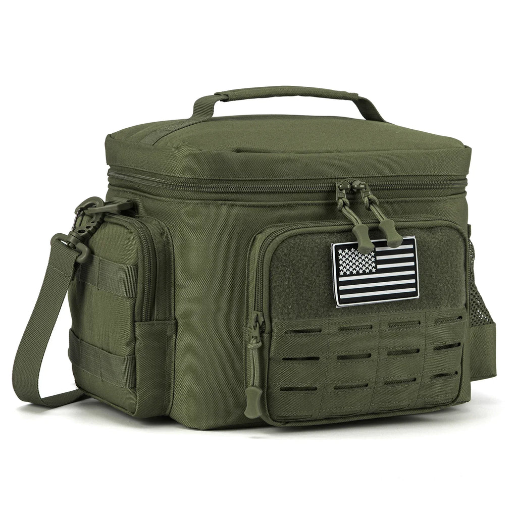 Tactical Insulated Cooler Lunch Bag, Leak-Resistant and Heavy Duty for Work, Camping and Picnics, Green