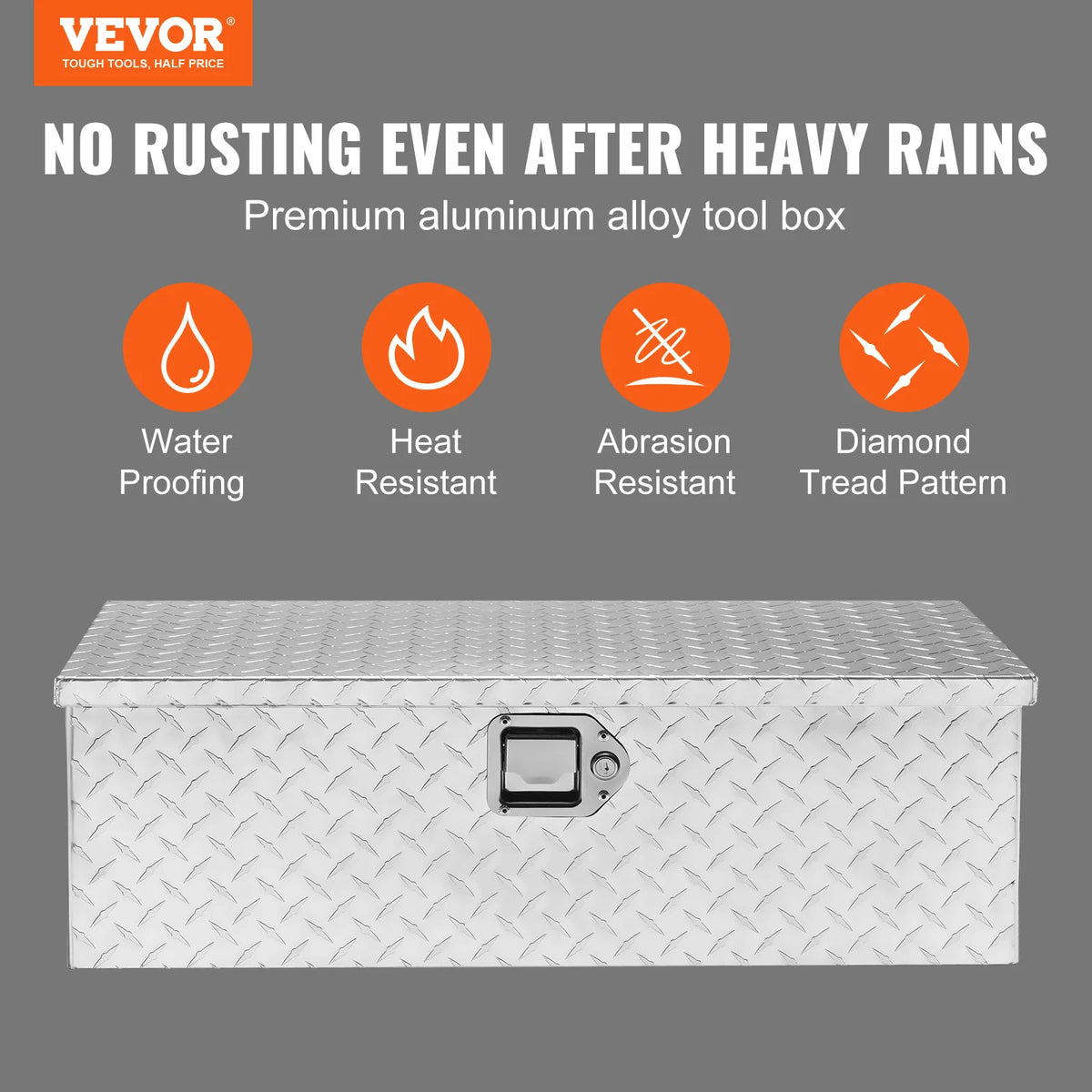 Aluminium Truck Bed Tool Box 39 x 13 x 10 Inch with Lock and 2 Keys, Diamond Plate Ute Storage Box, Black