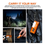 Rechargeable EDC LED Flashlight 900 Lumen with RGB Side Light, Magnetic Tail and Clip, Black