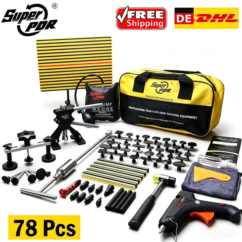 Paintless Dent Repair Kit Pro with Glue Gun, Slide Hammer, Rubber Hammer and Reflector Board