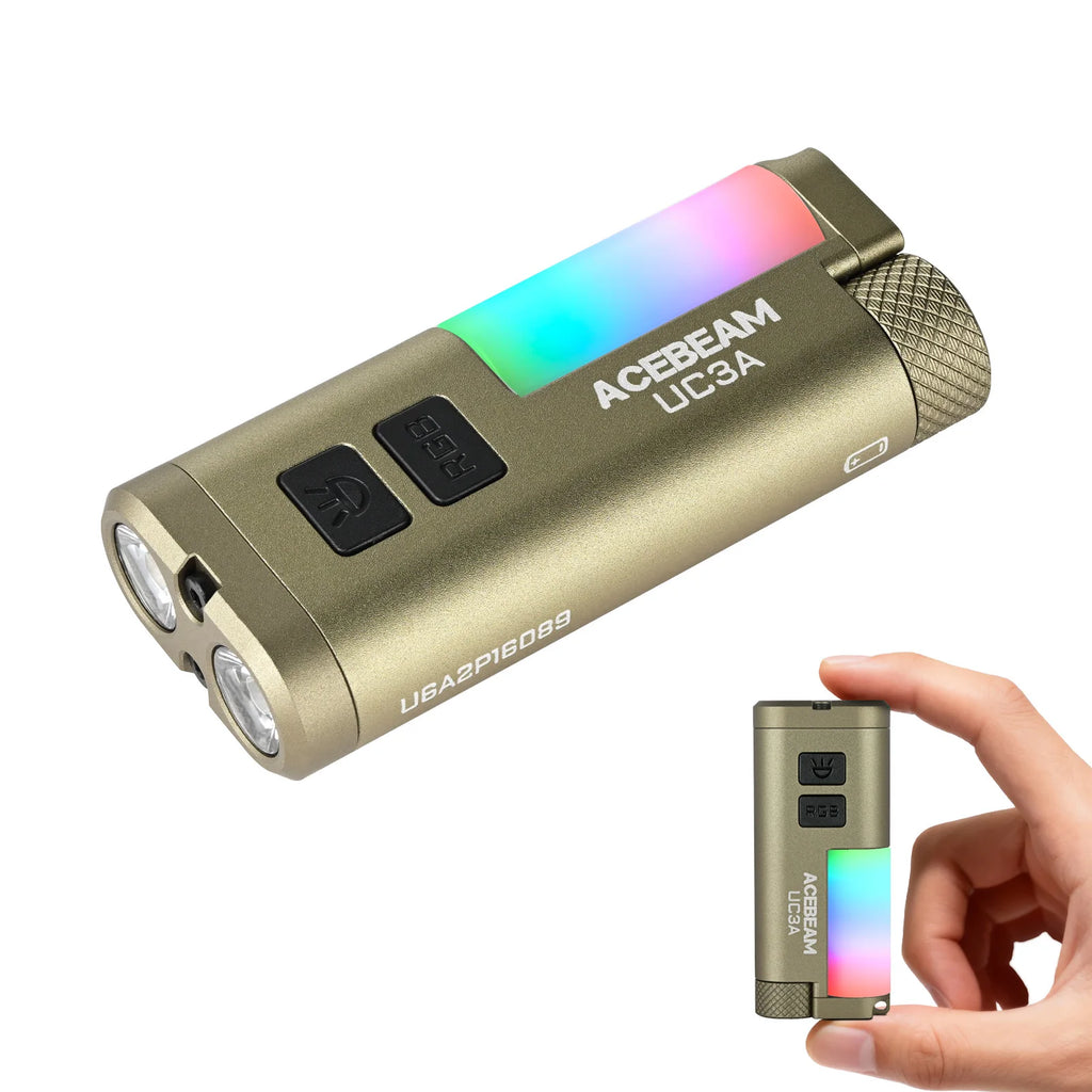 Rechargeable EDC LED Flashlight 900 Lumen with RGB Side Light, Magnetic Tail and Clip, Orange