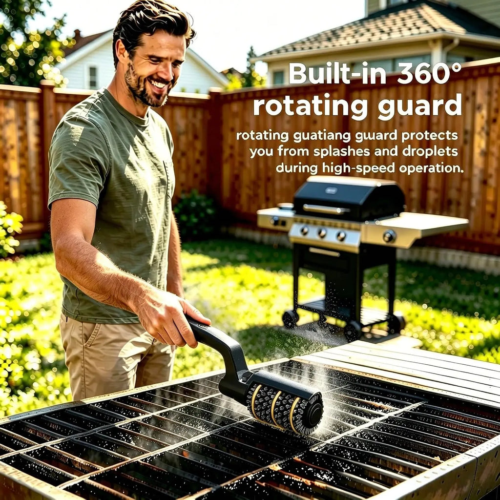 Cordless Electric Grill Brush with 2 Replaceable Heads, Rechargeable BBQ Grate Cleaner for Gas and Charcoal
