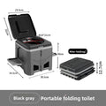 Folding Portable Camping Toilet, Compact Odour-Resistant Toilet for Camping and Car Trips, Black Grey
