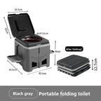 Sand Color Folding Portable Camping Toilet, Compact Odour-Resistant Toilet for Camping and Car Trips