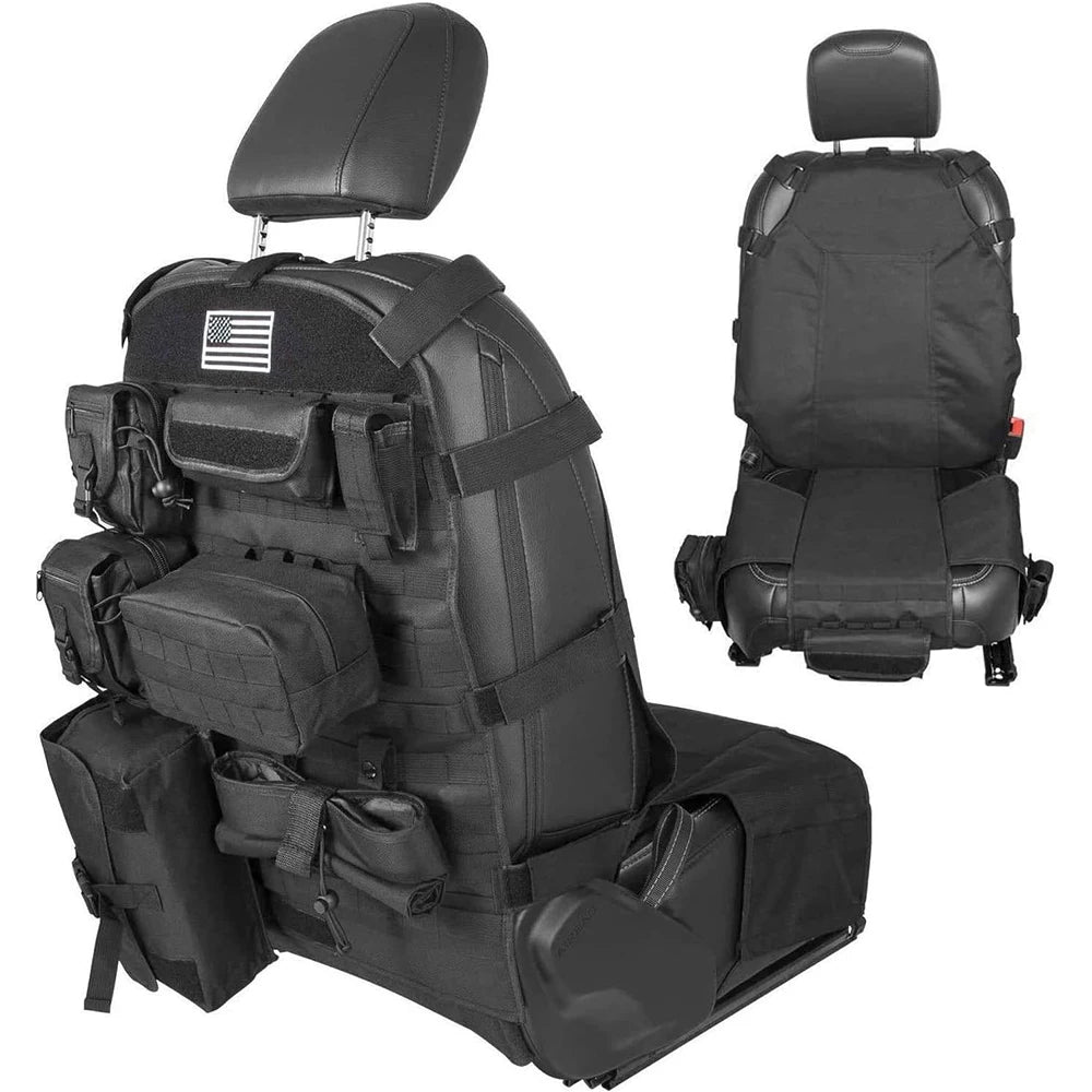 Tactical Seat Back Organiser with 7 MOLLE Pouches, PVC-Lined Seat Cover for 4WDs, Utes and SUVs