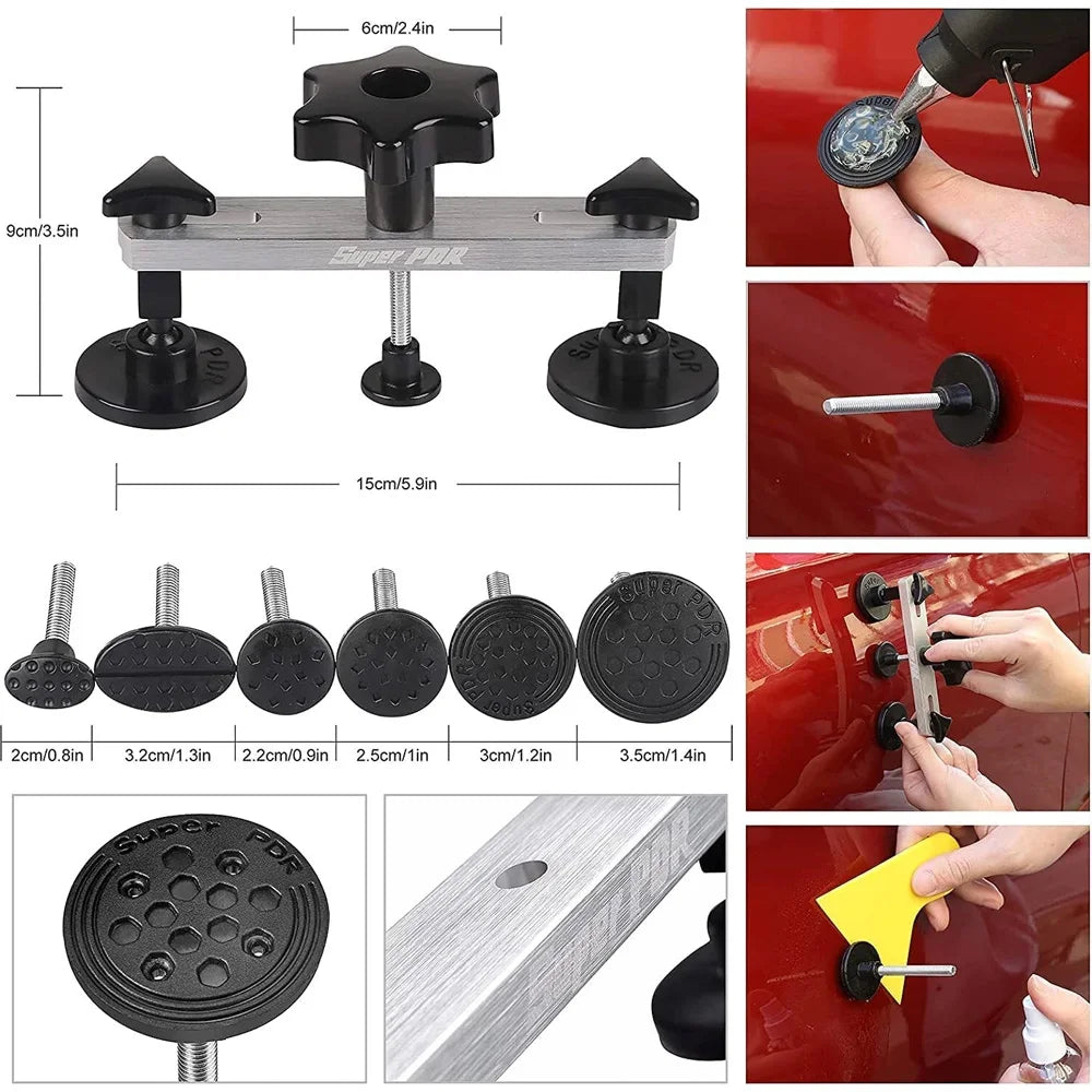 Paintless Dent Repair Kit Pro with Glue Gun, Slide Hammer, Rubber Hammer and Reflector Board