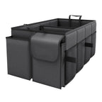 Foldable Car Boot Storage Box, Collapsible Polyester Organiser for Groceries and Sports Gear, Beige