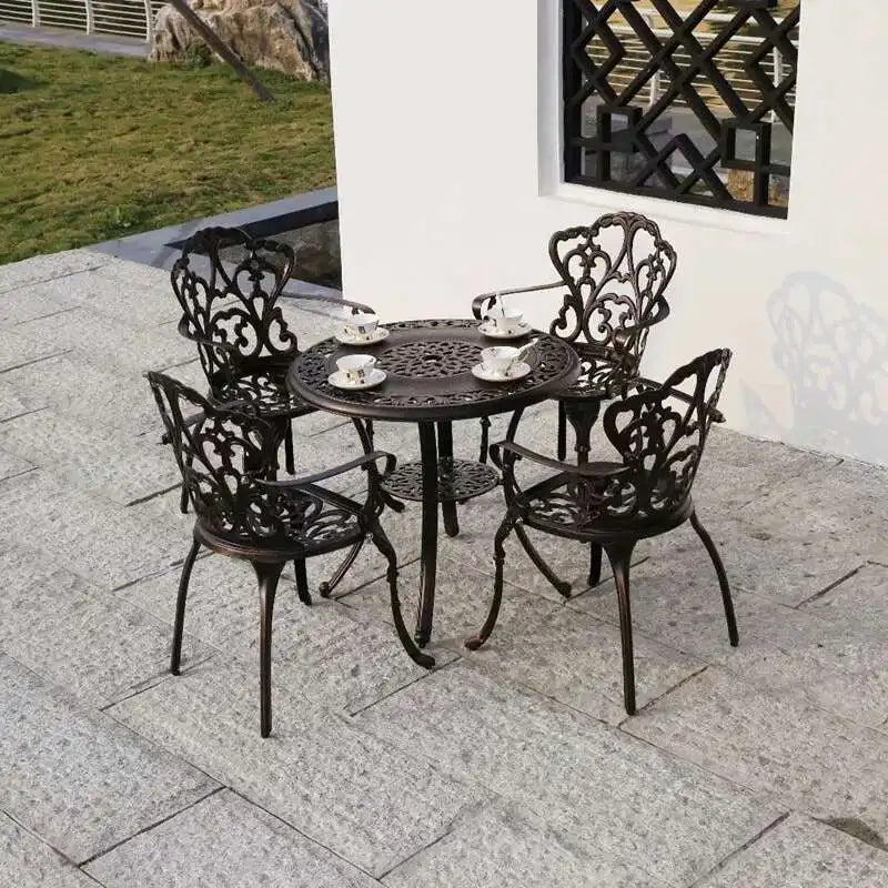 Outdoor Metal Patio Chair with Armrests, Modern Garden Chair for Courtyards, Terraces and Decks