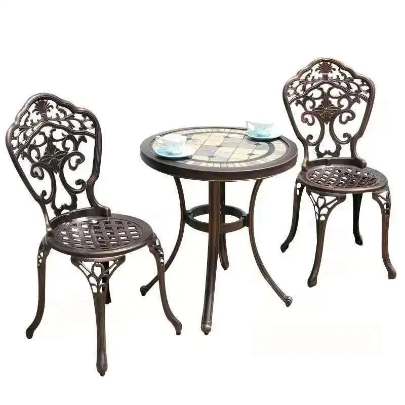 Round Metal Patio Table, Modern Outdoor Dining Table for Garden, Courtyard and Terrace
