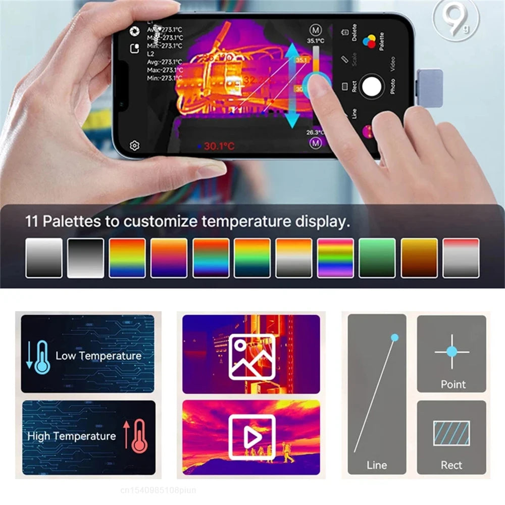 Thermal Imaging Camera for USB-C Android Phones, 256 x 192 Resolution with -20 to 550°C Measuring Range