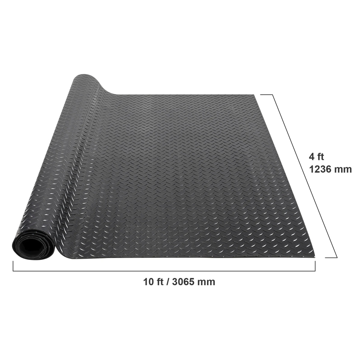 Diamond Plate Rubber Garage Floor Mat Roll 4 x 15 ft, 3mm SBR Rubber Flooring for Garage, Workshop and Gym