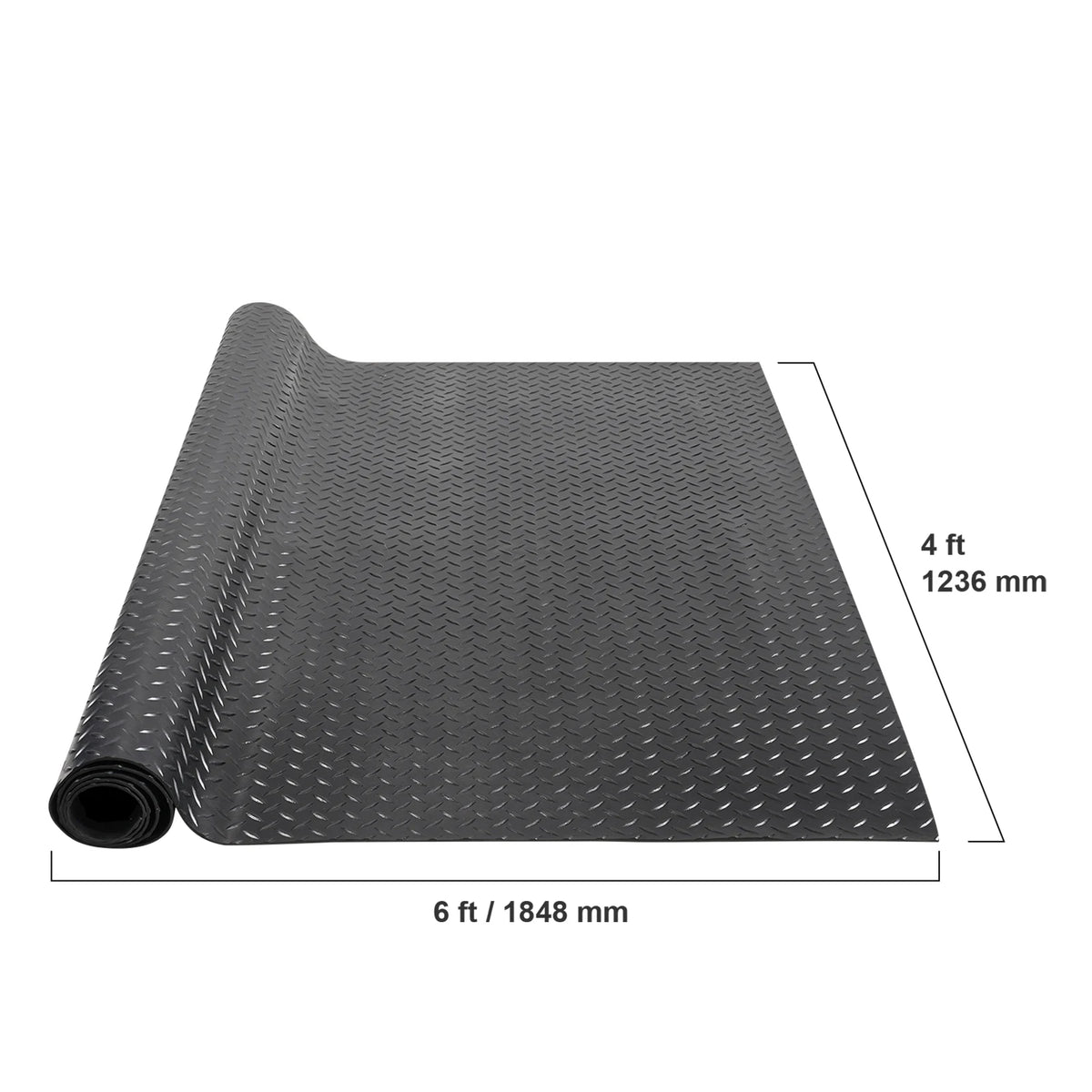 Diamond Plate Rubber Garage Floor Mat Roll 4 x 15 ft, 3mm SBR Rubber Flooring for Garage, Workshop and Gym
