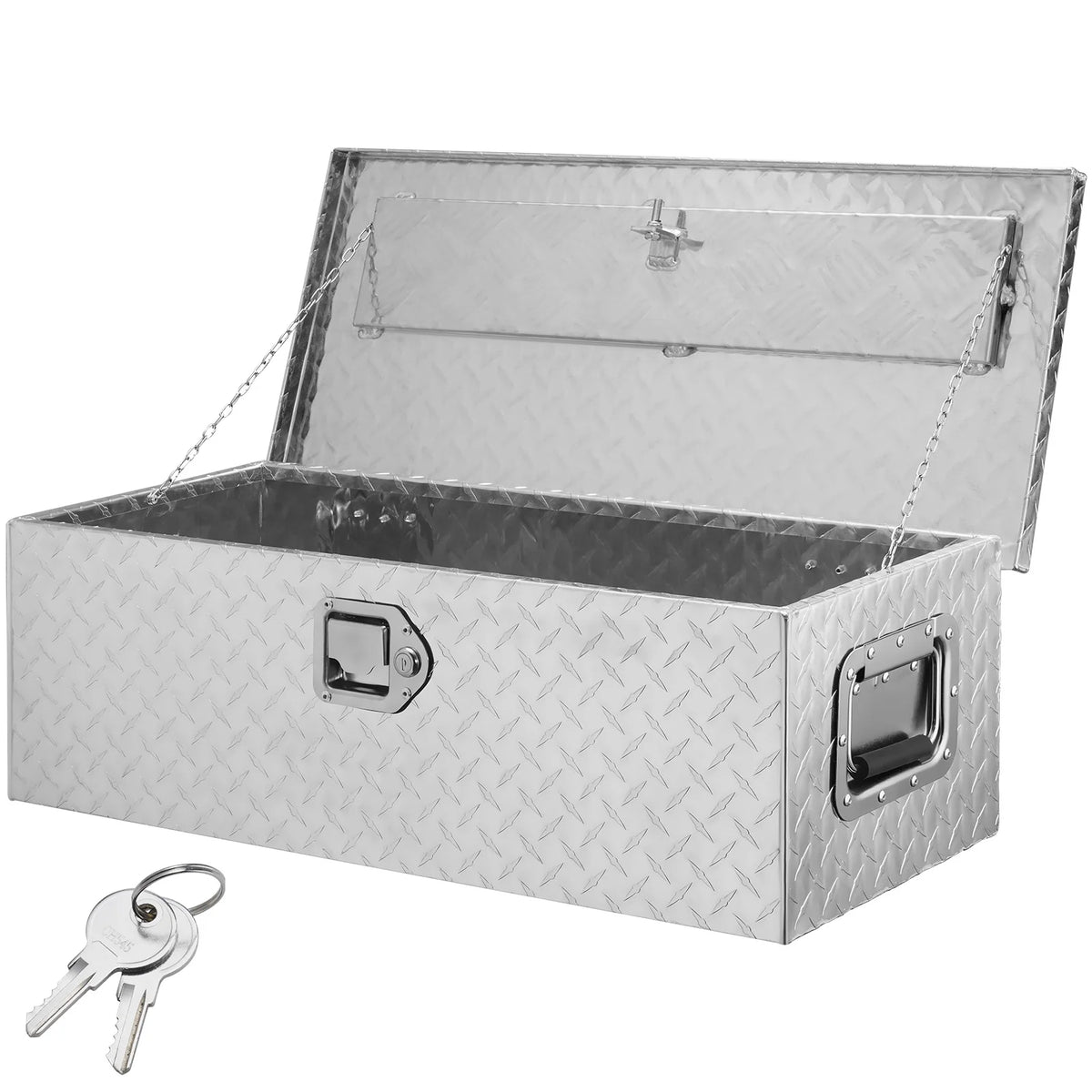 Aluminium Truck Bed Tool Box 39 x 13 x 10 Inch with Lock and 2 Keys, Diamond Plate Ute Storage Box, Black