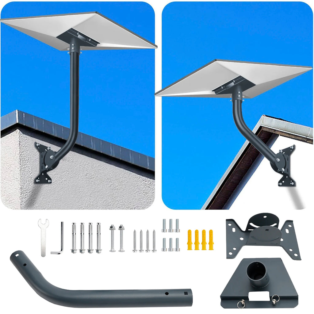 Satellite Dish Wall and Roof Mount for Gen 3 Standard Dish, 360° Adjustable Curved Pole Bracket Kit
