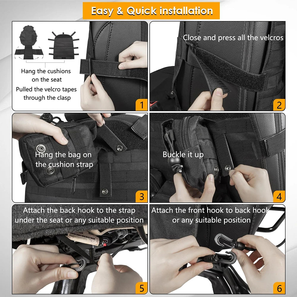 Tactical Seat Back Organiser with 7 MOLLE Pouches, PVC-Lined Seat Cover for 4WDs, Utes and SUVs
