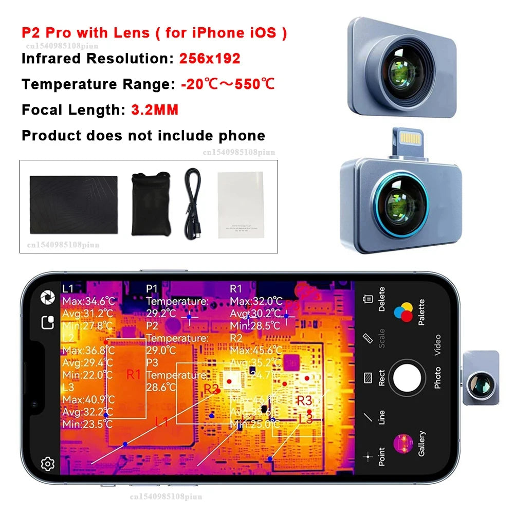Thermal Imaging Camera for USB-C Android Phones, 256 x 192 Resolution with -20 to 550°C Measuring Range