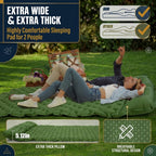 Orange Double Camping Sleeping Pad with Built-in Foot Pump, Extra Wide Inflatable Mat for Tents
